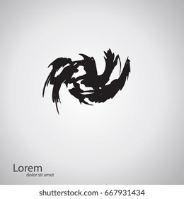 Vector Grunge Logo Design Template. Spiral Shape Cycle Creative Symbol. Wave Icon. Spiral Brush Stroke Element. Round Shape. Hand made brush. As sign, symbol, web, label. Vector illustration.