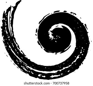 Vector Grunge Logo Design Template . Spiral Shape Cycle Creative Symbols . Black Swirl Stroke. Vector illustration.