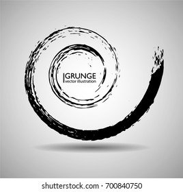 Vector Grunge Logo Design Template . Spiral Shape Cycle Creative Symbols . Black Swirl Stroke. Vector illustration.