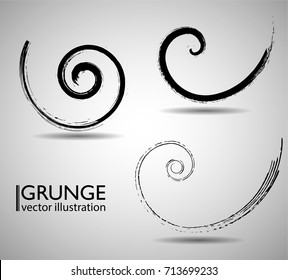 Vector Grunge Logo Design Template . Spiral Shape Cycle Creative Symbols . Black Swirl Stroke. Vector illustration.