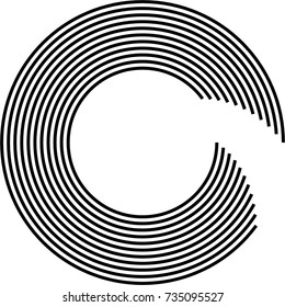 Vector Grunge Logo Design Template . Spiral Shape Cycle Creative Symbols . Black Swirl Stroke. Vector illustration.