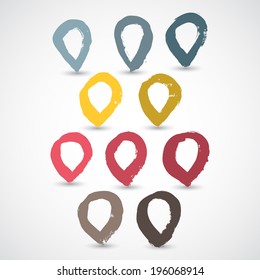 Vector grunge map icon with Pin Pointer