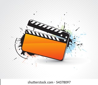 Vector grunge modern colored clapper board with white board. vector illustration