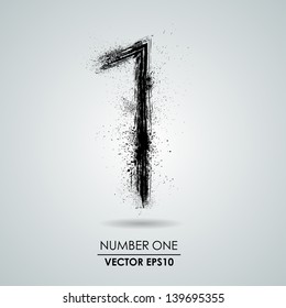 Vector grunge number - one