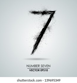 Vector grunge number - seven