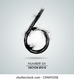 Vector Grunge Number - Six