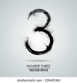 Vector Grunge Number - Three