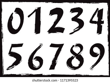 Vector grunge numbers.Set of dirty numbers.