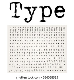 Vector Grunge Old Typewriter Font