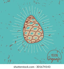 Vector grunge organic icon with pine