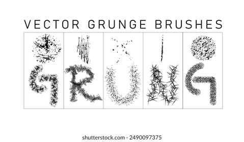 Vector grunge organic texture brushes set art for illustrator