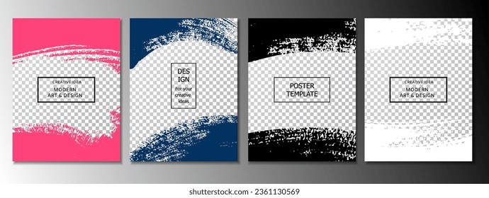 Vector grunge overlay, hand drawn abstract frame set for your text. Ink brush strokes mess. Design for poster, invitation, gift card, cover.