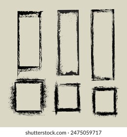 Vector grunge overlay Hand drawn abstract frame set Ink brush strokes mess Design for poster
