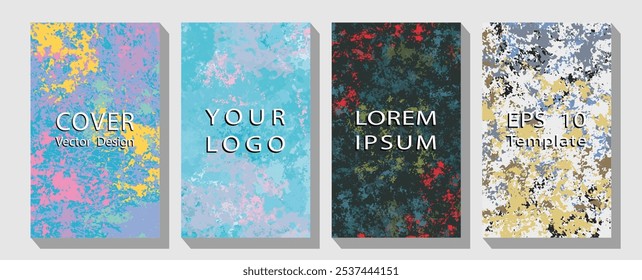 Vector grunge overlay. Hand drawn abstract frame set. Ink brush strokes mess.  Business presentation vector vertical orientation front page mock up set. 