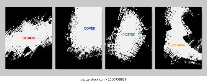 Vector grunge overlay. Hand drawn abstract frame set. Ink brush strokes mess. Design for flyer, poster, invitation, gift card, coupon, book cover. Banner overlay. Retro vintage background collection