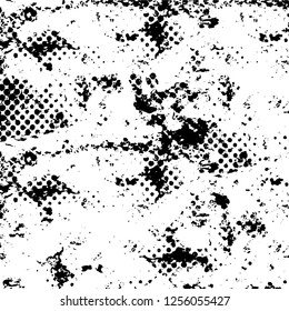 Vector grunge overlay texture. Black and white background