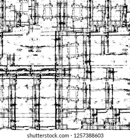 Vector grunge overlay texture. Black and white background