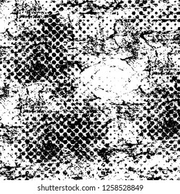 Vector grunge overlay texture. Black and white background