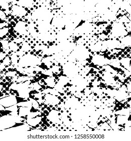 Vector grunge overlay texture. Black and white background