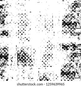 Vector grunge overlay texture. Black and white background