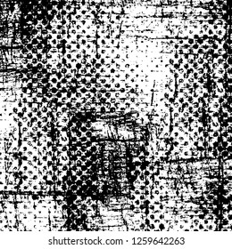 Vector grunge overlay texture. Black and white background