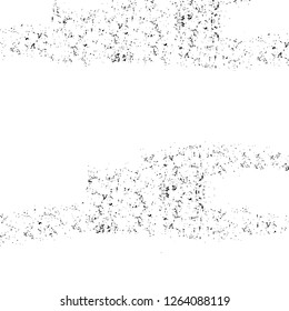 Vector grunge overlay texture. Black and white background. Abstract monochrome image includes a faded effect in dark tones