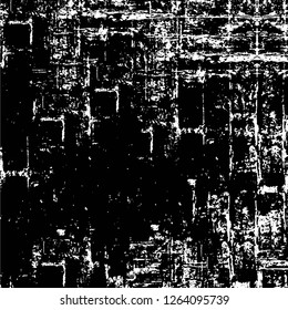 Vector grunge overlay texture. Black and white background. Abstract monochrome image includes a faded effect in dark tones