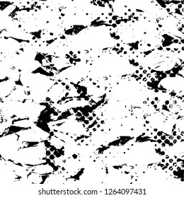 Vector grunge overlay texture. Black and white background. Abstract monochrome image includes a faded effect in dark tones