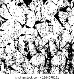Vector grunge overlay texture. Black and white background. Abstract monochrome image includes a faded effect in dark tones