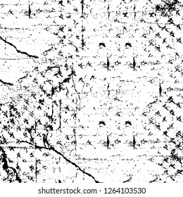 Vector grunge overlay texture. Black and white background. Abstract monochrome image includes a faded effect in dark tones