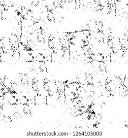 Vector grunge overlay texture. Black and white background. Abstract monochrome image includes a faded effect in dark tones