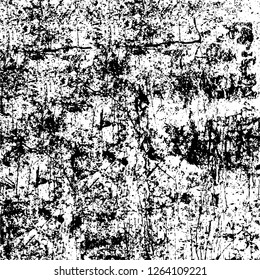 Vector grunge overlay texture. Black and white background. Abstract monochrome image includes a faded effect in dark tones