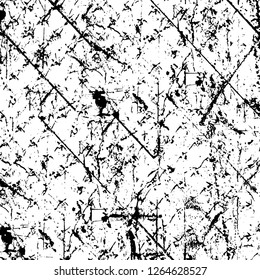 Vector grunge overlay texture. Black and white background. Abstract monochrome image includes a faded effect in dark tones