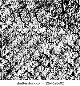 Vector grunge overlay texture. Black and white background. Abstract monochrome image includes a faded effect in dark tones