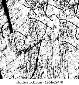 Vector grunge overlay texture. Black and white background. Abstract monochrome image includes a faded effect in dark tones