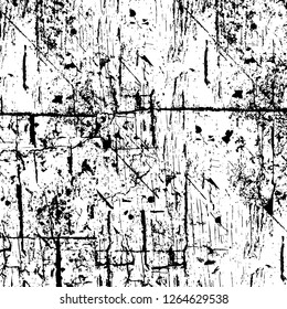 Vector grunge overlay texture. Black and white background. Abstract monochrome image includes a faded effect in dark tones