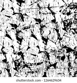 Vector grunge overlay texture. Black and white background. Abstract monochrome image includes a faded effect in dark tones