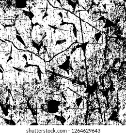 Vector grunge overlay texture. Black and white background. Abstract monochrome image includes a faded effect in dark tones
