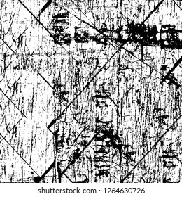 Vector grunge overlay texture. Black and white background. Abstract monochrome image includes a faded effect in dark tones