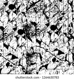 Vector grunge overlay texture. Black and white background. Abstract monochrome image includes a faded effect in dark tones