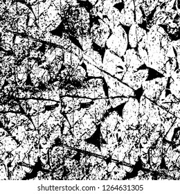 Vector grunge overlay texture. Black and white background. Abstract monochrome image includes a faded effect in dark tones