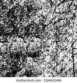 Vector grunge overlay texture. Black and white background. Abstract monochrome image includes a faded effect in dark tones