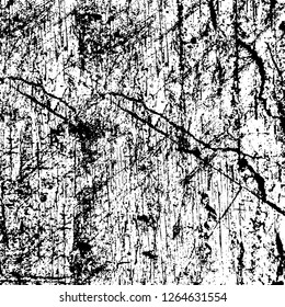 Vector grunge overlay texture. Black and white background. Abstract monochrome image includes a faded effect in dark tones