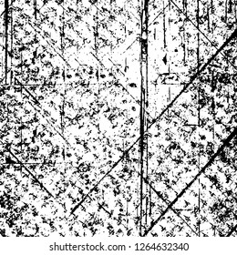 Vector grunge overlay texture. Black and white background. Abstract monochrome image includes a faded effect in dark tones