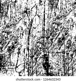 Vector grunge overlay texture. Black and white background. Abstract monochrome image includes a faded effect in dark tones