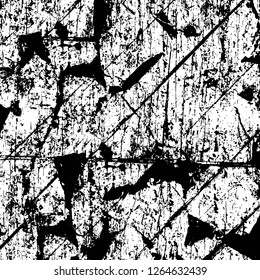 Vector grunge overlay texture. Black and white background. Abstract monochrome image includes a faded effect in dark tones