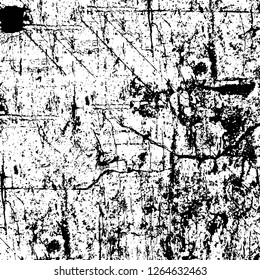 Vector grunge overlay texture. Black and white background. Abstract monochrome image includes a faded effect in dark tones
