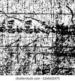 Vector grunge overlay texture. Black and white background. Abstract monochrome image includes a faded effect in dark tones