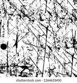 Vector grunge overlay texture. Black and white background. Abstract monochrome image includes a faded effect in dark tones