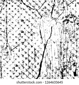 Vector grunge overlay texture. Black and white background. Abstract monochrome image includes a faded effect in dark tones